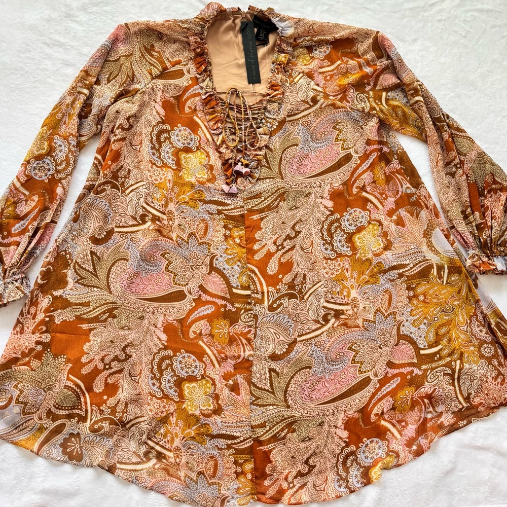 HOUSE OF HARLOW 1960 A-Line Chiffon Bobo Trapeze Swing Mini Dress—NWT—XS - Picture 3 of 16